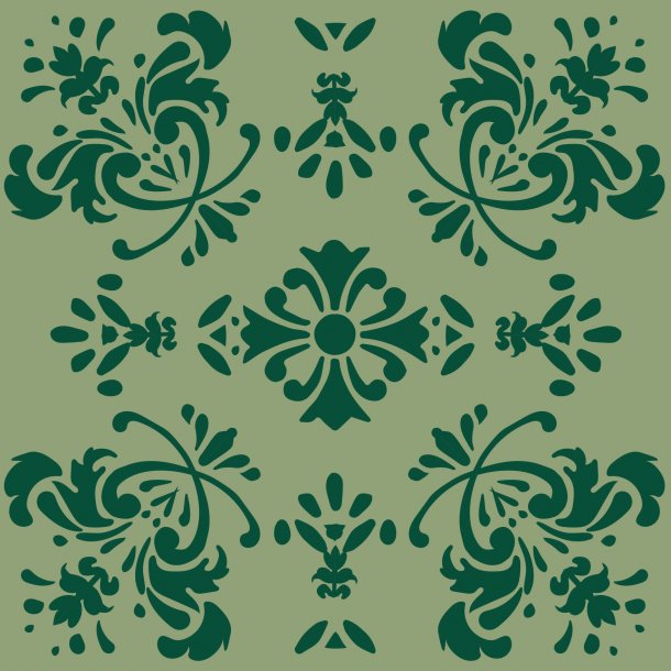 Mørkegrøn romantisk blomst - Flisesticker 15x15 cm - Heldækkende folie