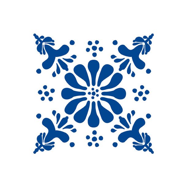 Blå blomst - Flisesticker 15x15 cm - Gennemsigtig folie