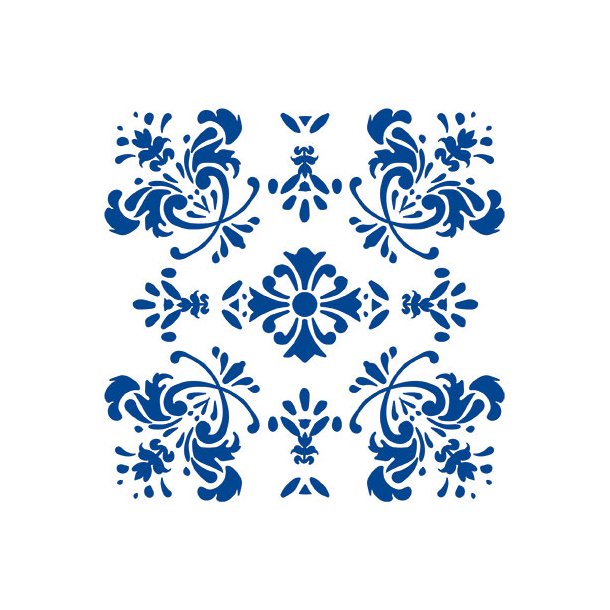 Blå romantisk blomst - Flisesticker 15x15 cm - Gennemsigtig folie