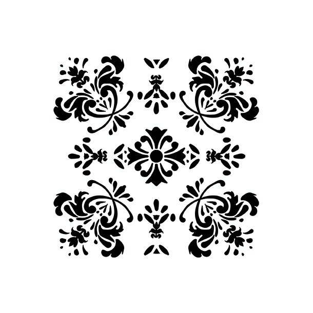 Romantic Flower - Black - Full coverage sticker 15x15 cm